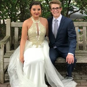 Von Maur Dresses White And Gold Prom Bridesmaid Gown Poshmark